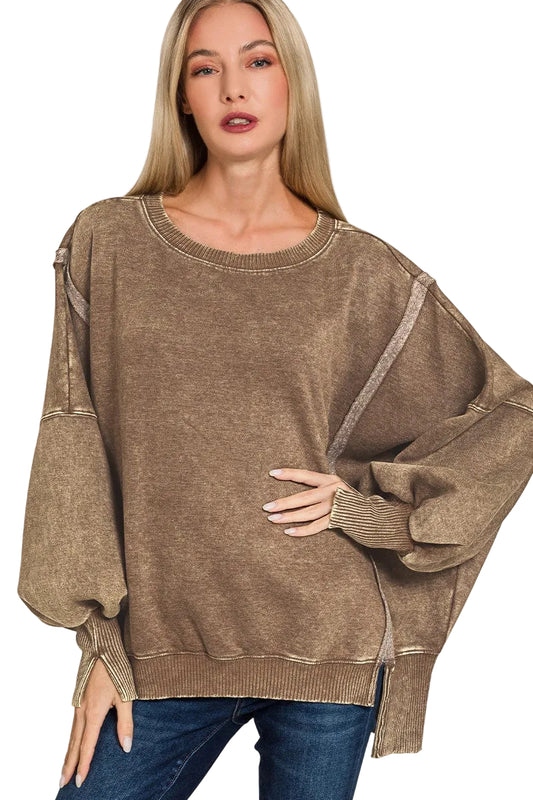 ON TREND OVERSIZED TOP - MOCHA