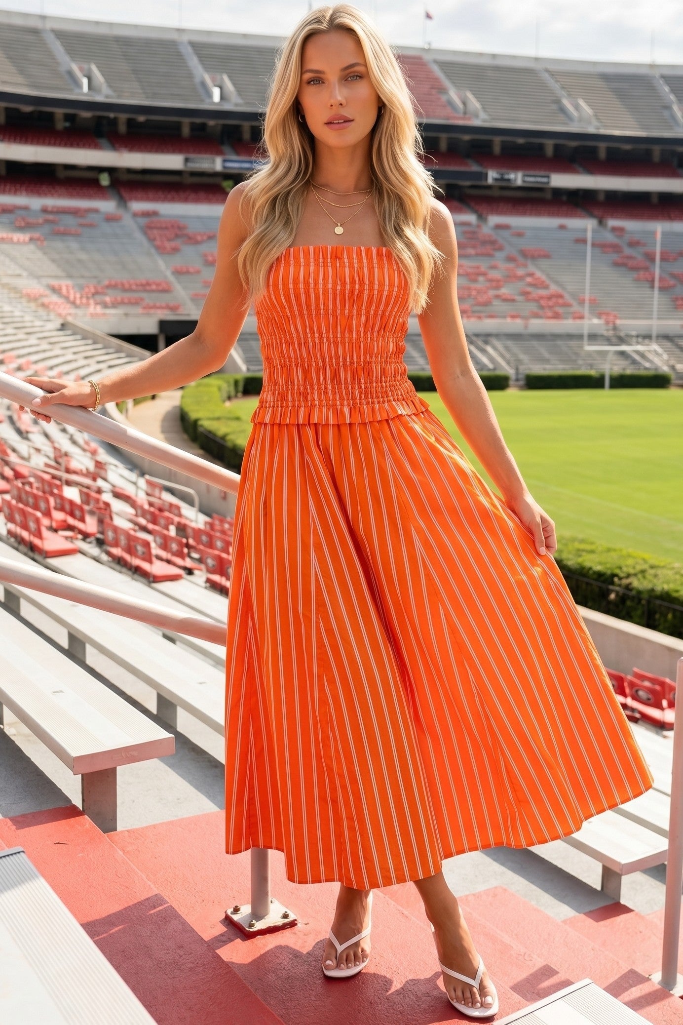 ORANGE POPPI MIDI DRESS
