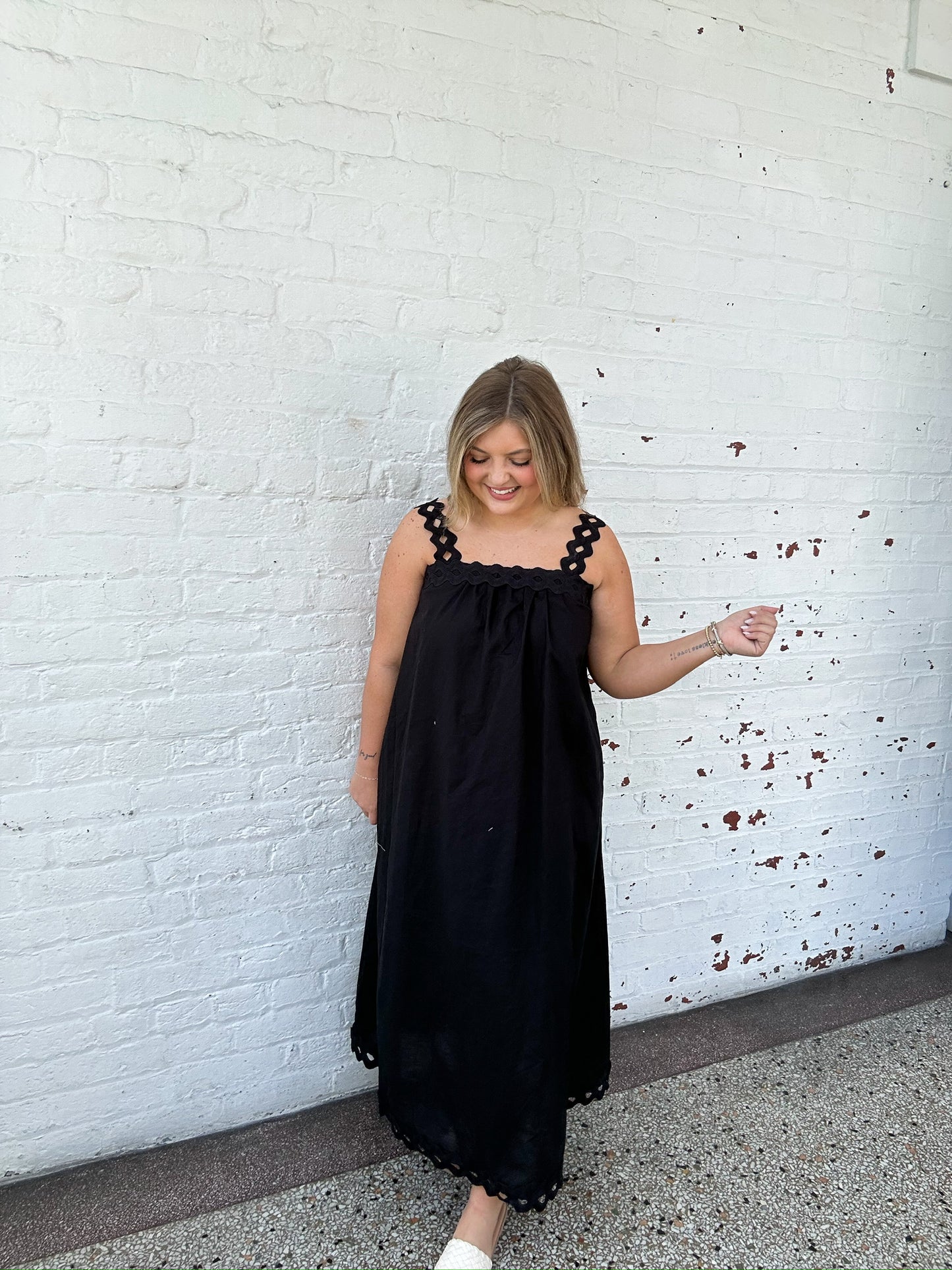 BLACK RIC RAC MAXI DRESS
