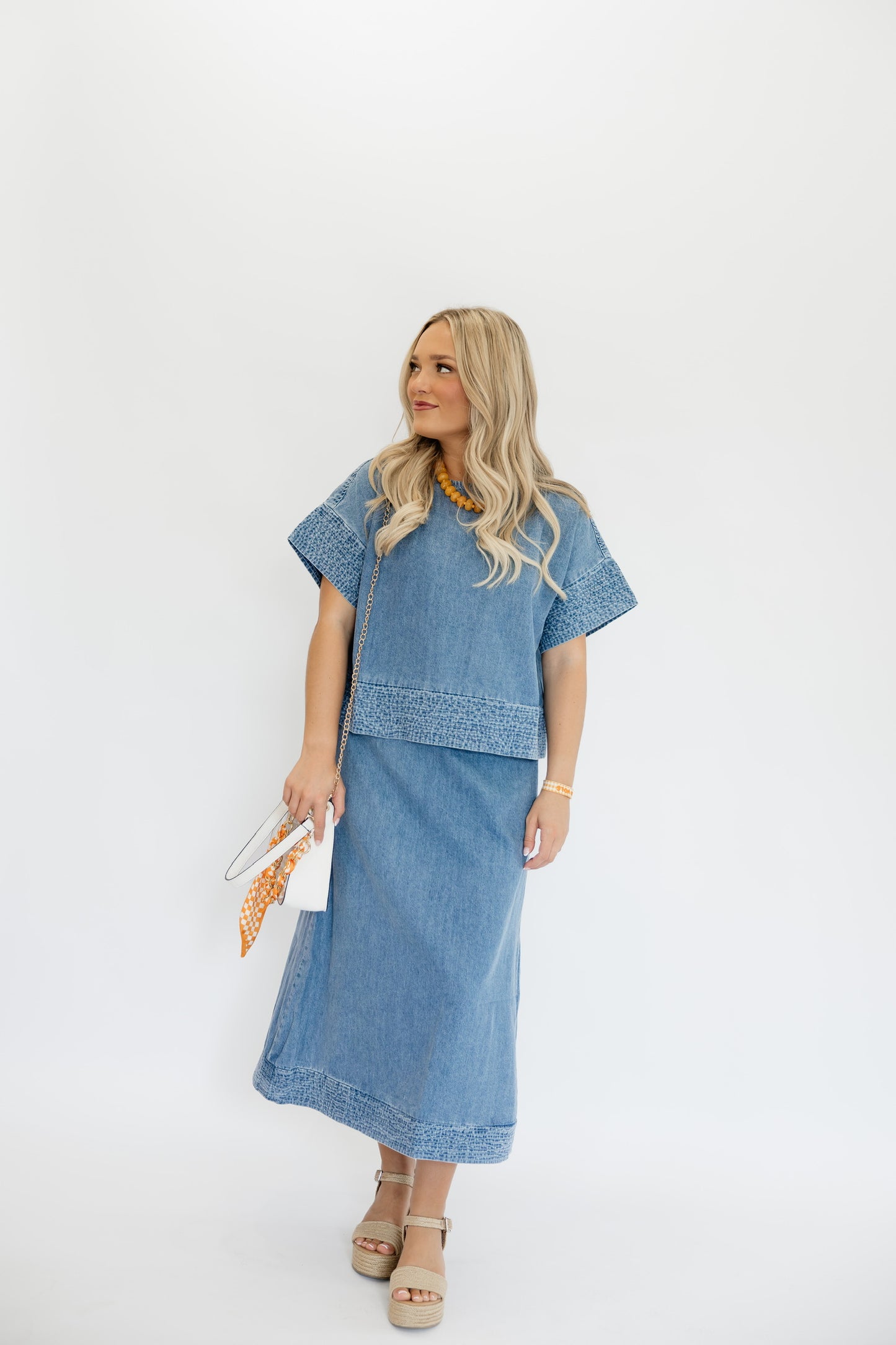 DIXIE DENIM MIDI SKIRT