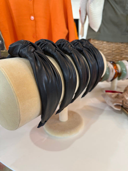 LEATHER HEADBAND - BLACK