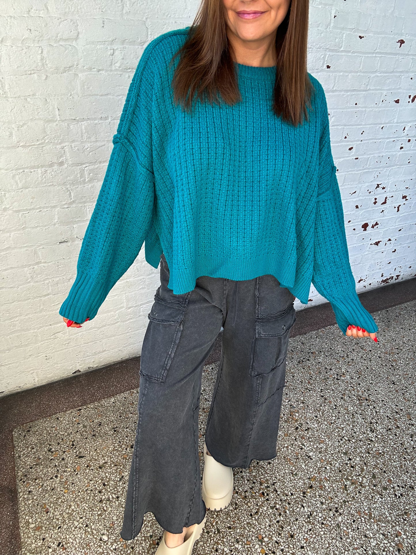 TEAL ME ABOUT IT SWEATER