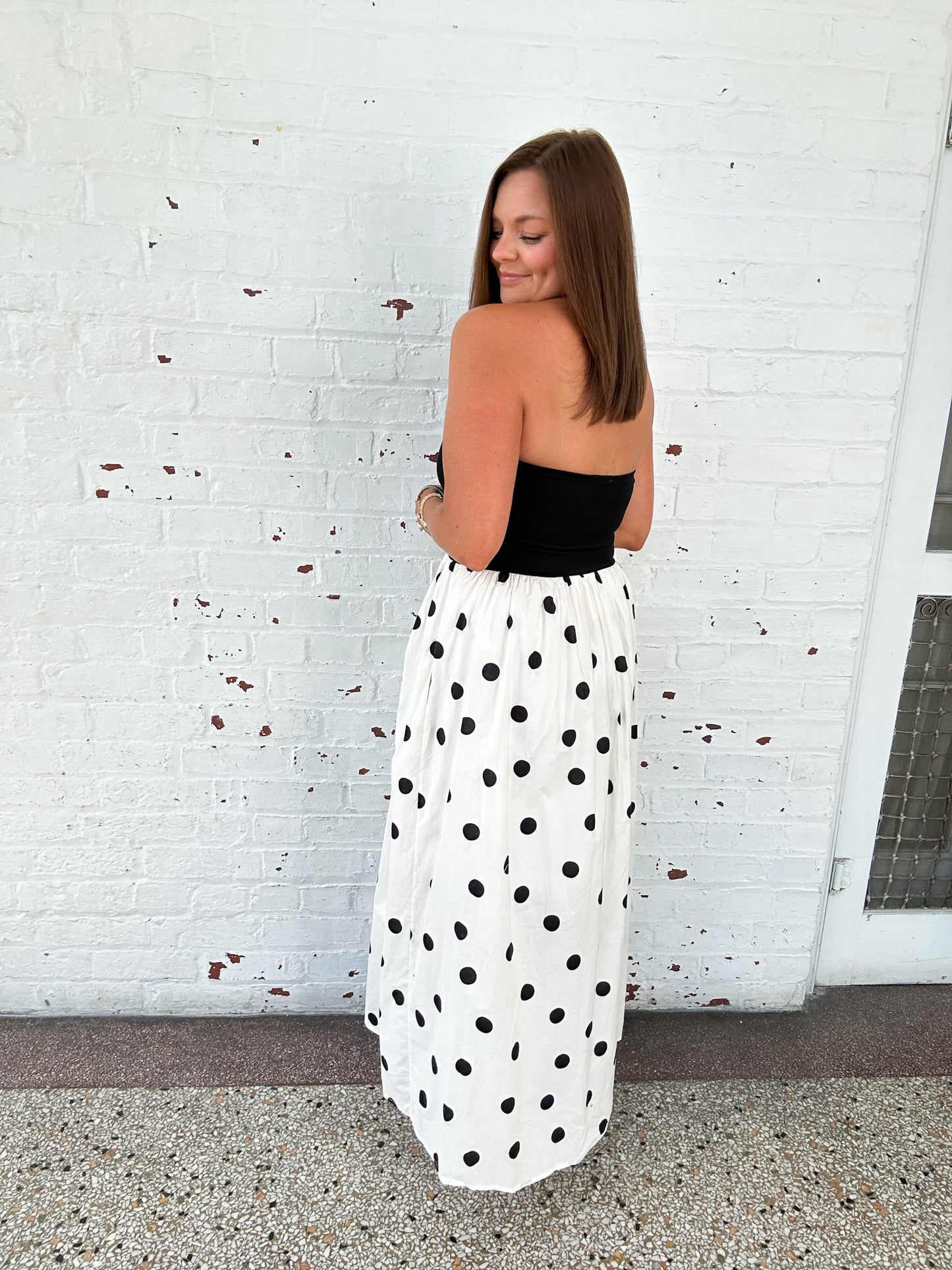 TIMELESS POLKA DOT MAXI DRESS - BLACK