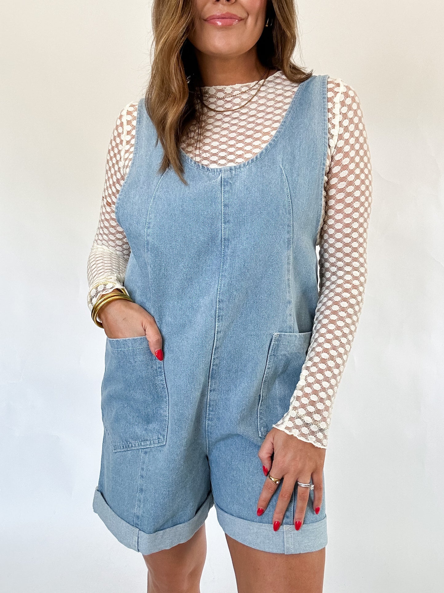 LAST NIGHT DENIM ROMPER