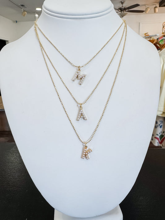 Pearl Initial Charm Necklace