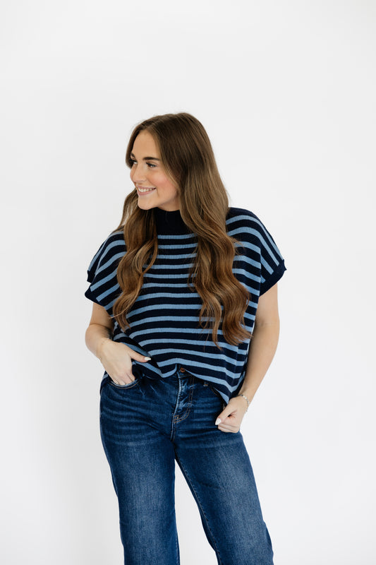 SLOW DAYS SWEATER TOP - NAVY