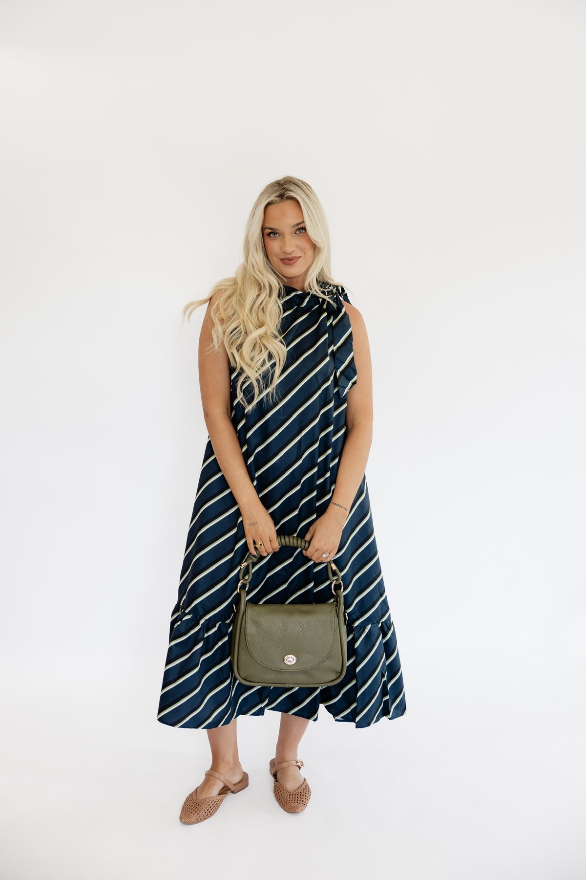 CLAUDIA STRIPED MIDI DRESS