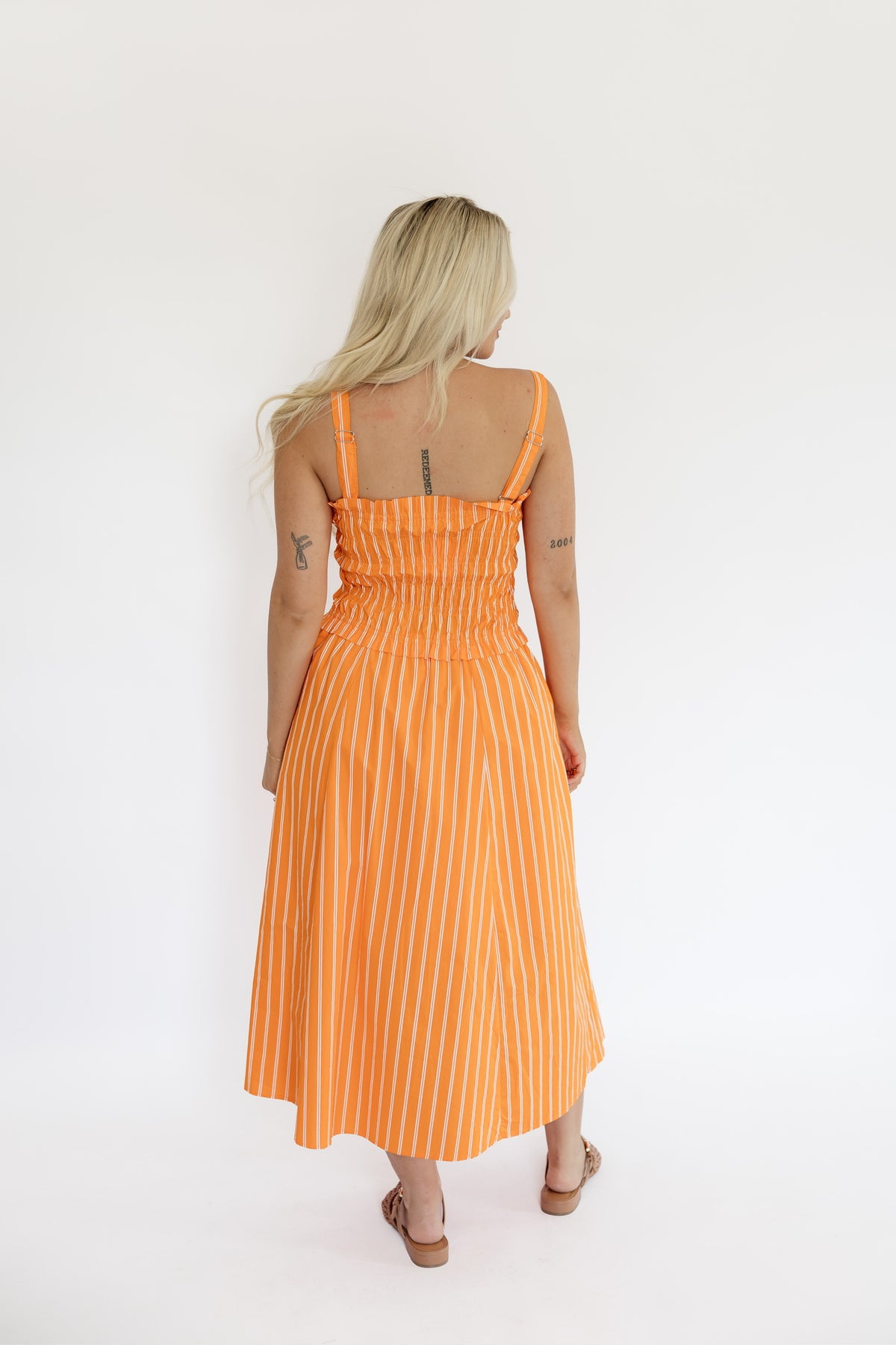 ORANGE POPPI MIDI DRESS