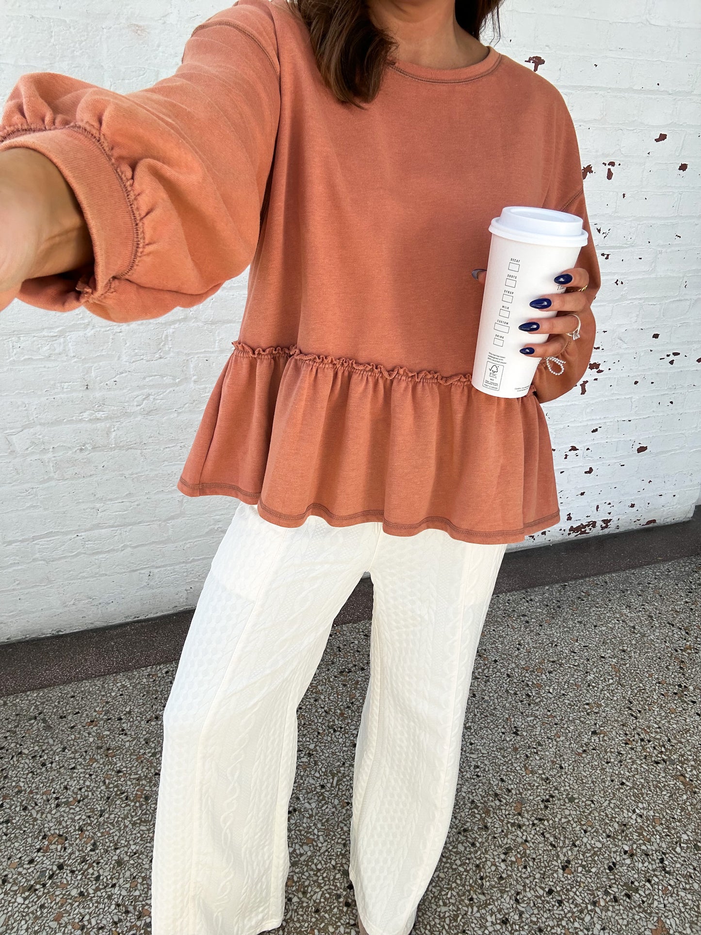 SWEATER STITCH WIDE LEG PANTS