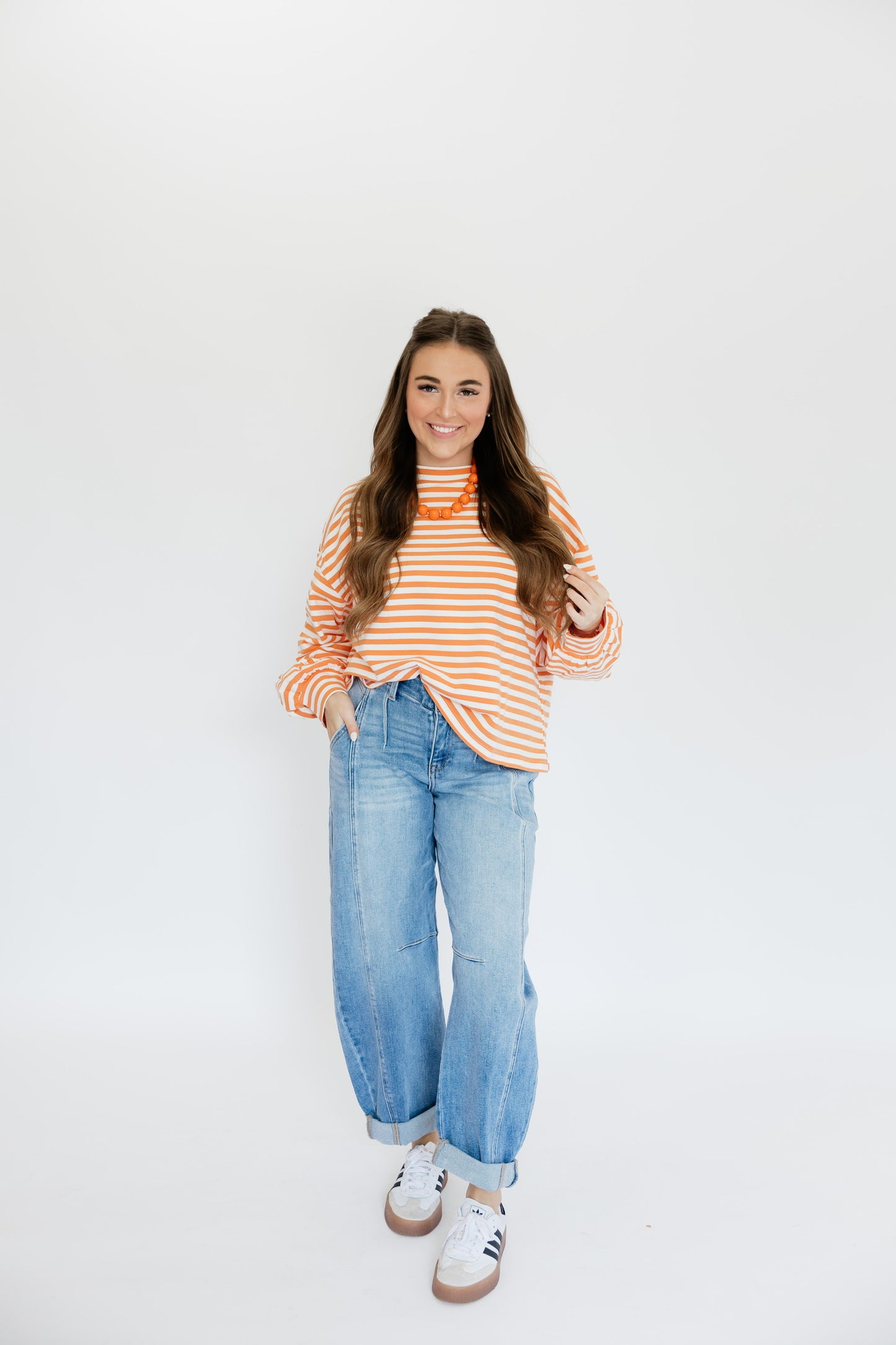 OVERSIZED STRIPE GAMEDAY TOP - LONG SLEEVE