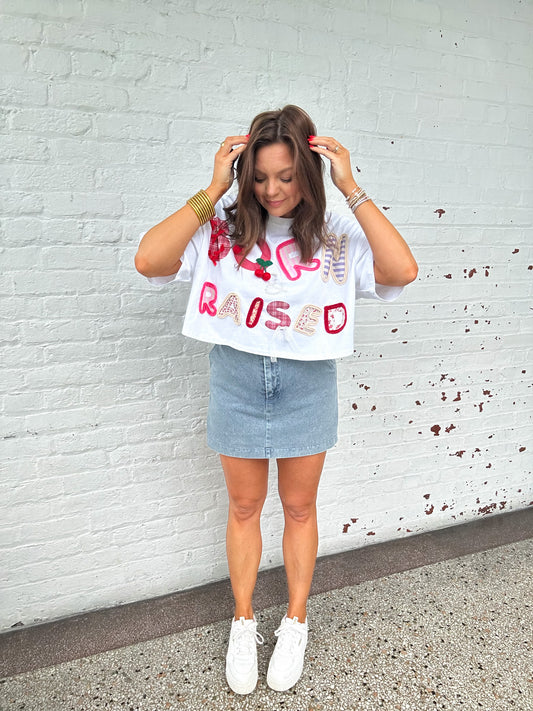 BORN & RAISED CROPPED TEE