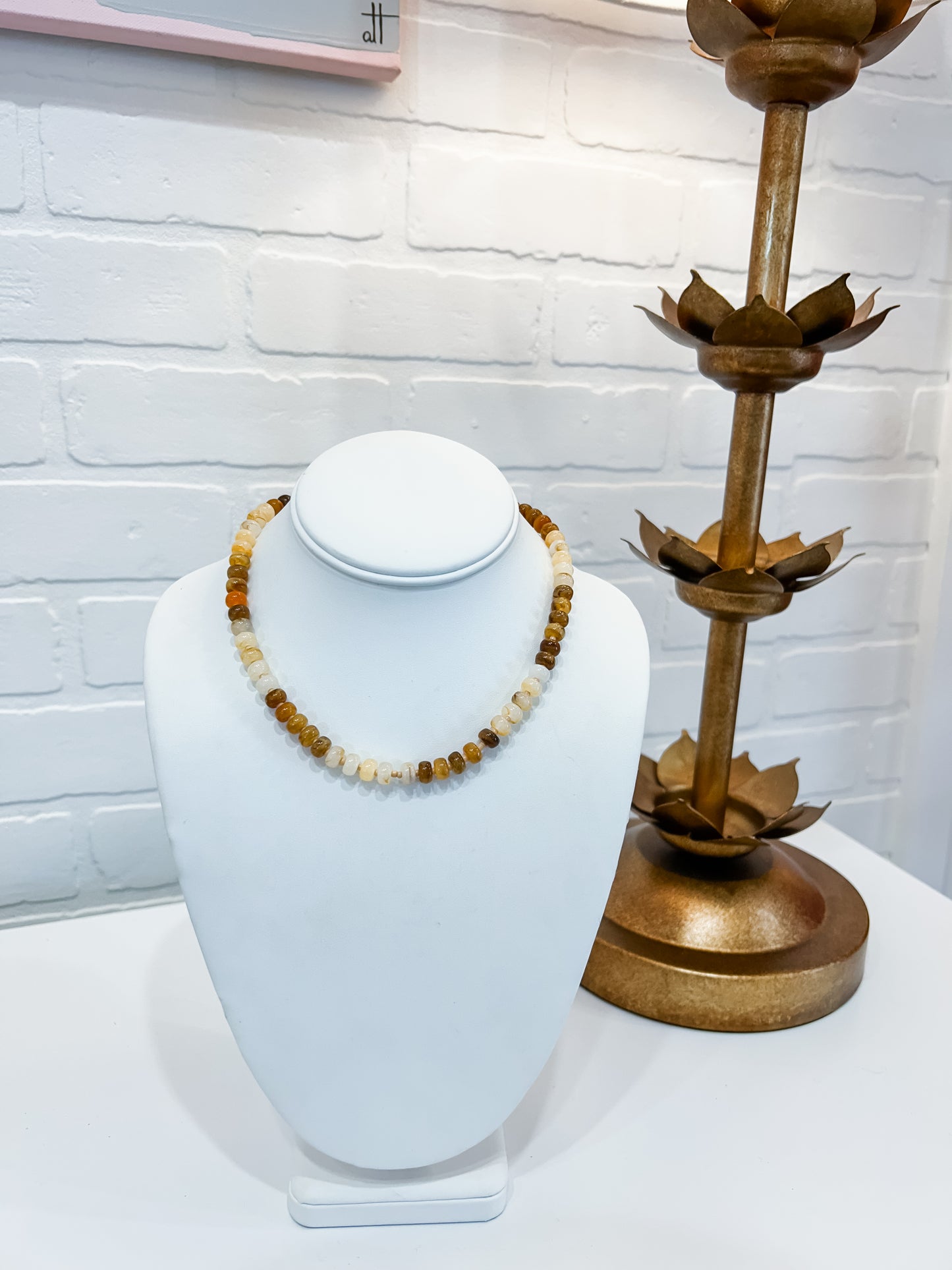 MINI MARBLED BEADED NECKLACE - NATURAL
