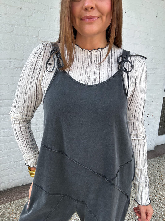 INK AND IVORY FITTED TOP