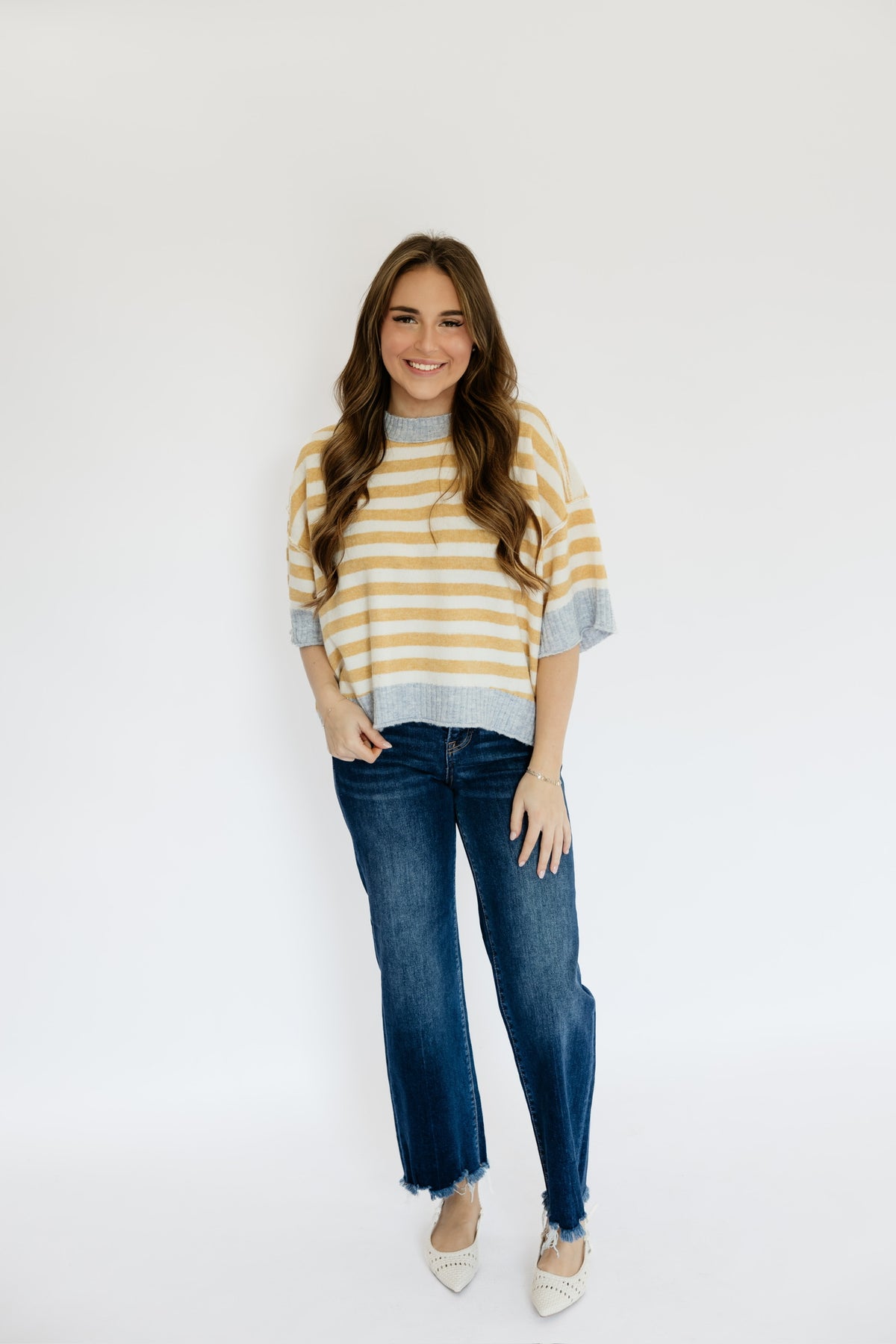 SERENA STRIPED SWEATER - YELLOW