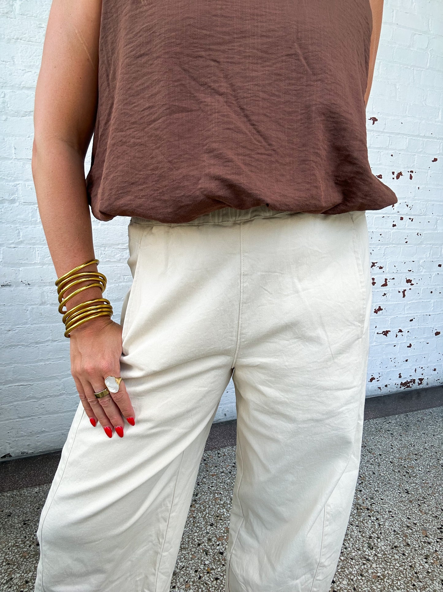 ECRU WIDE LEG PANTS