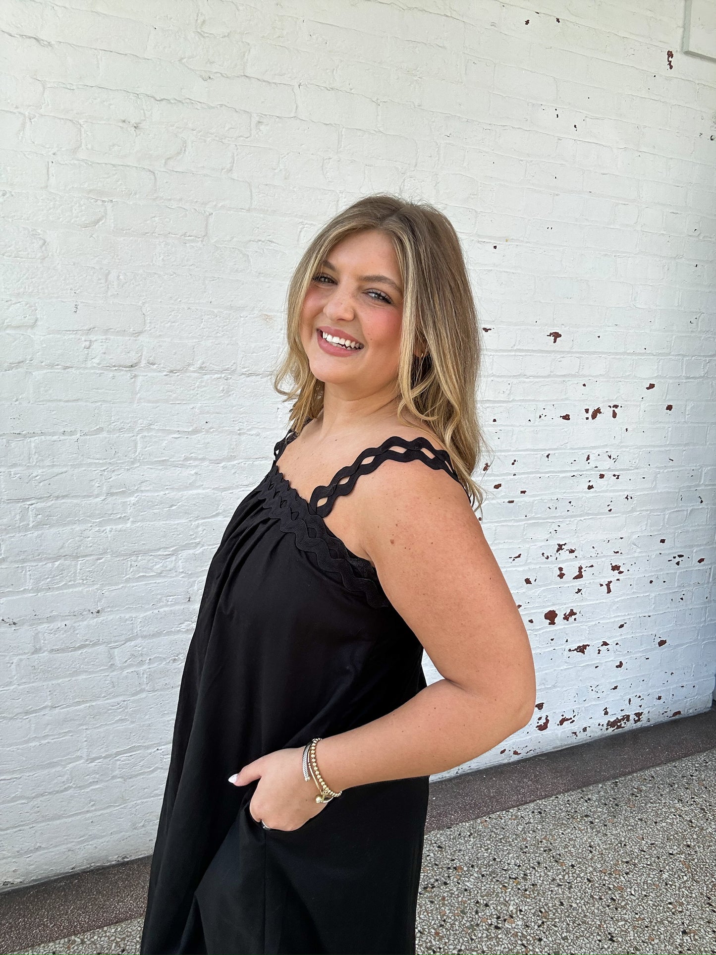 BLACK RIC RAC MAXI DRESS
