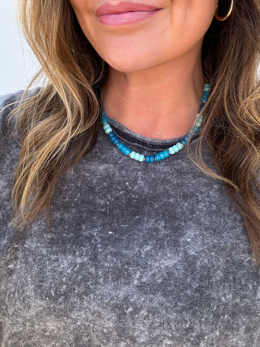 BLUE BEADED NECKLACE