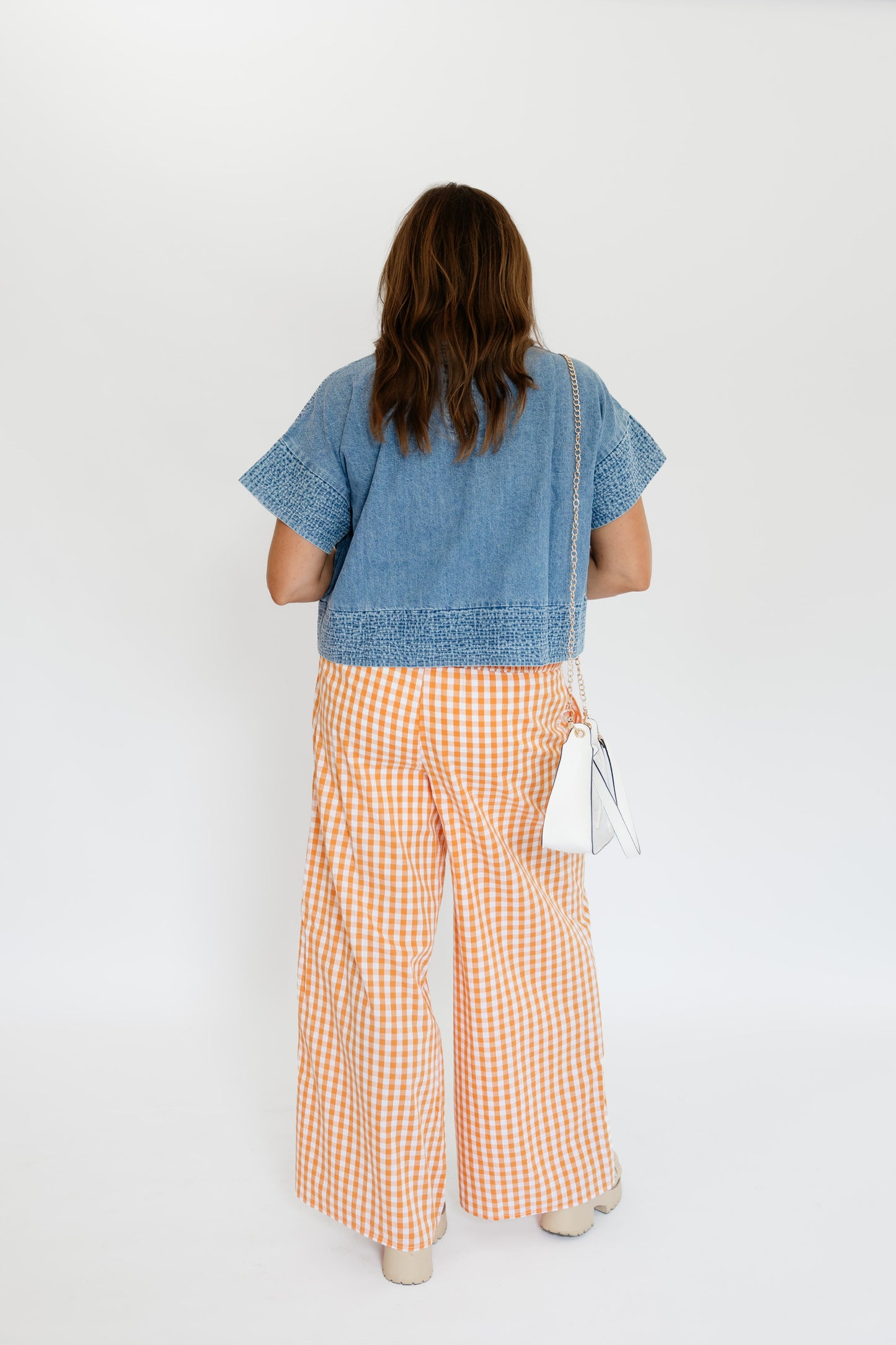 GAMEDAY GINGHAM WIDE LEG PANTS