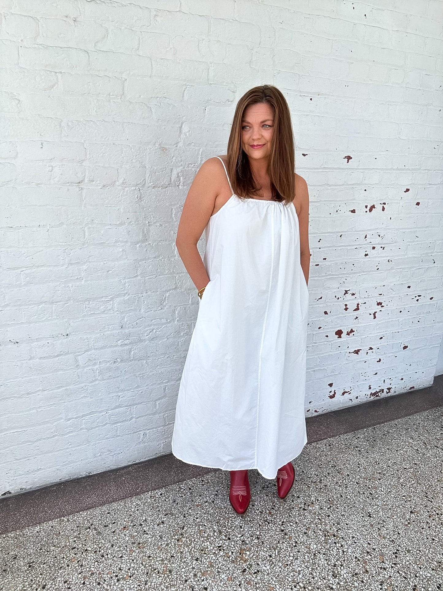 POPLIN MIDI DRESS