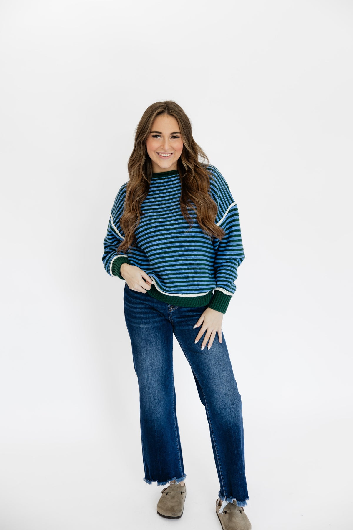 PINE AND SKY STRIPED SWEATER