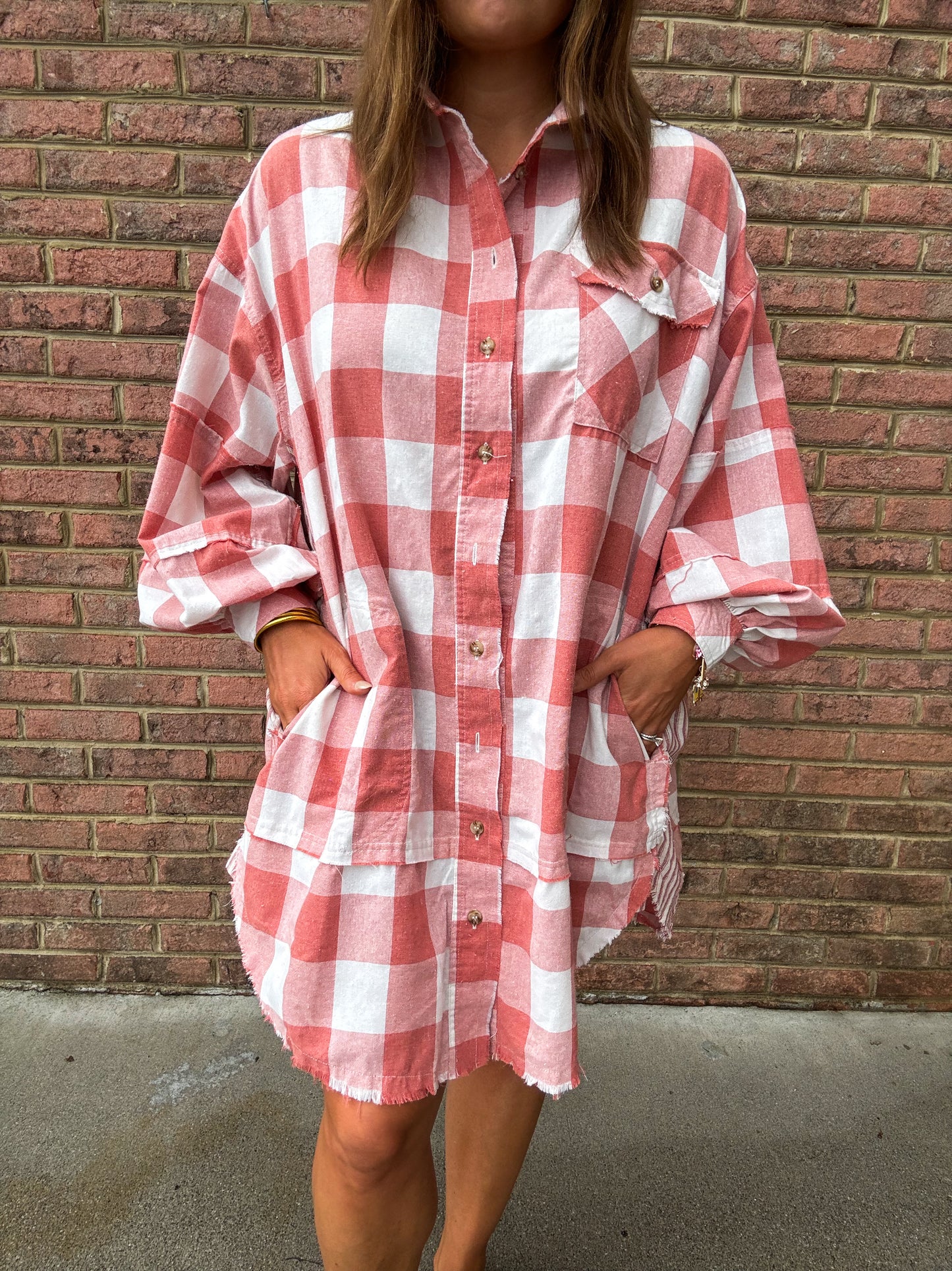 CINNAMON PLAID OVERSIZED DRESS