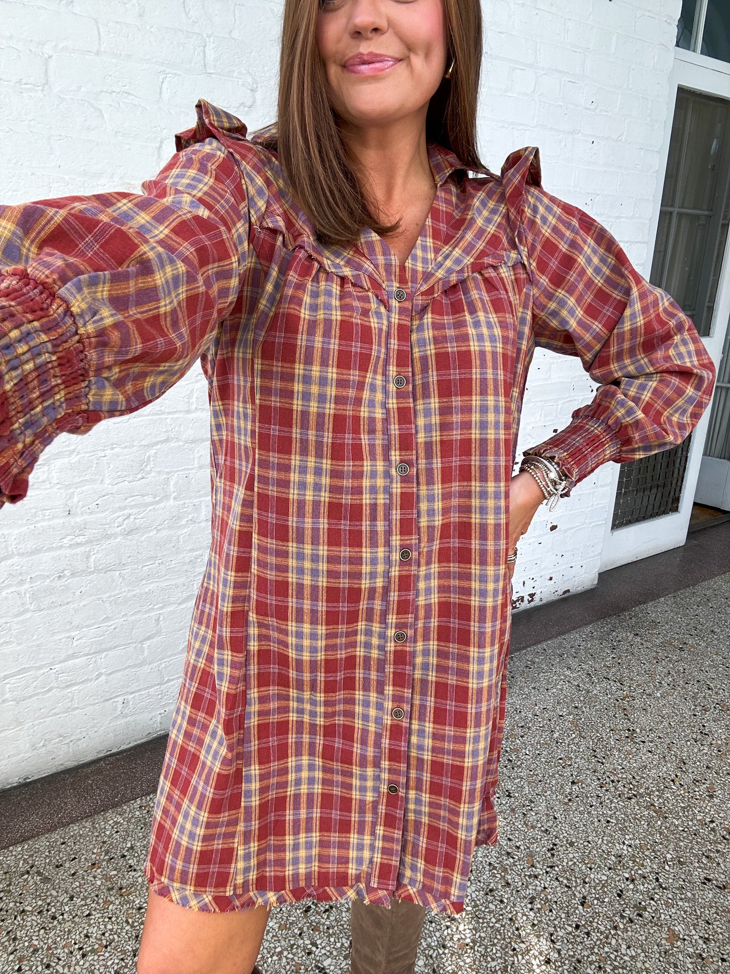 THANKFUL FOR PLAID MINI DRESS