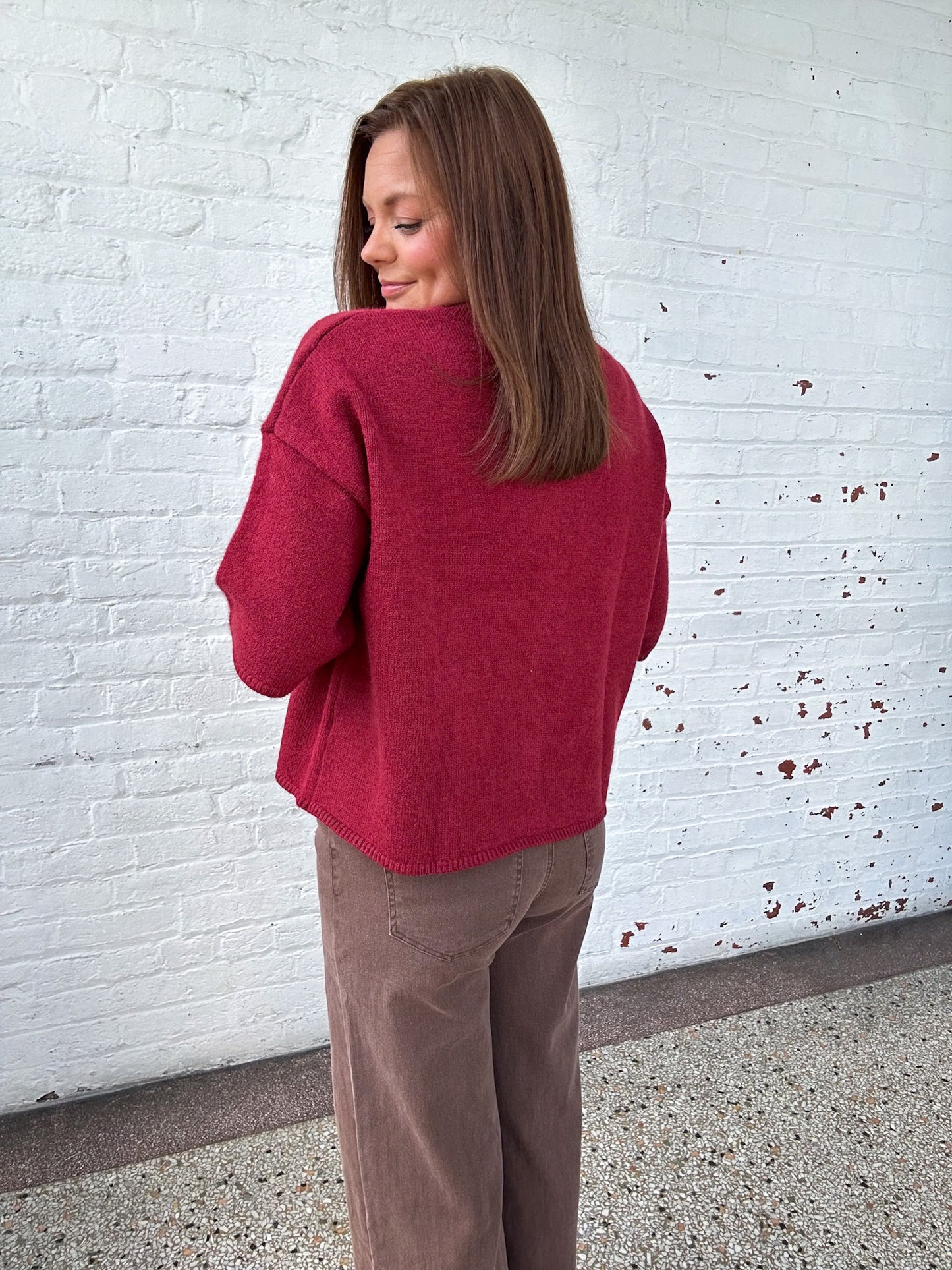 COZY MAROON CARDIGAN TOP