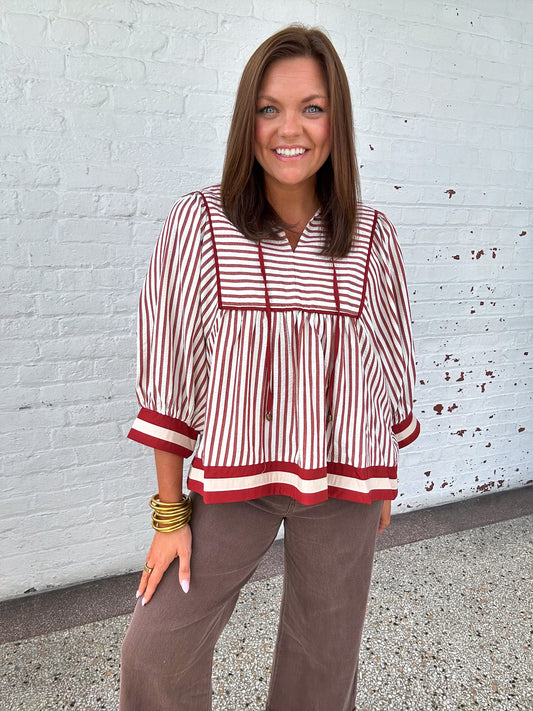 STRIPED SCARLETT TOP