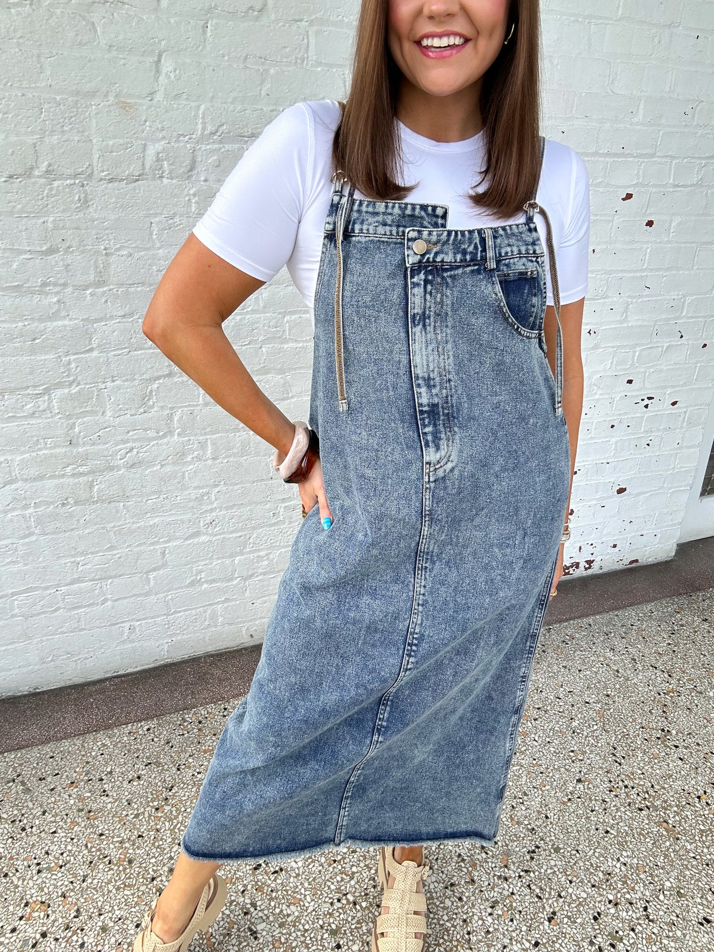 DENIM DETAILS MIDI DRESS