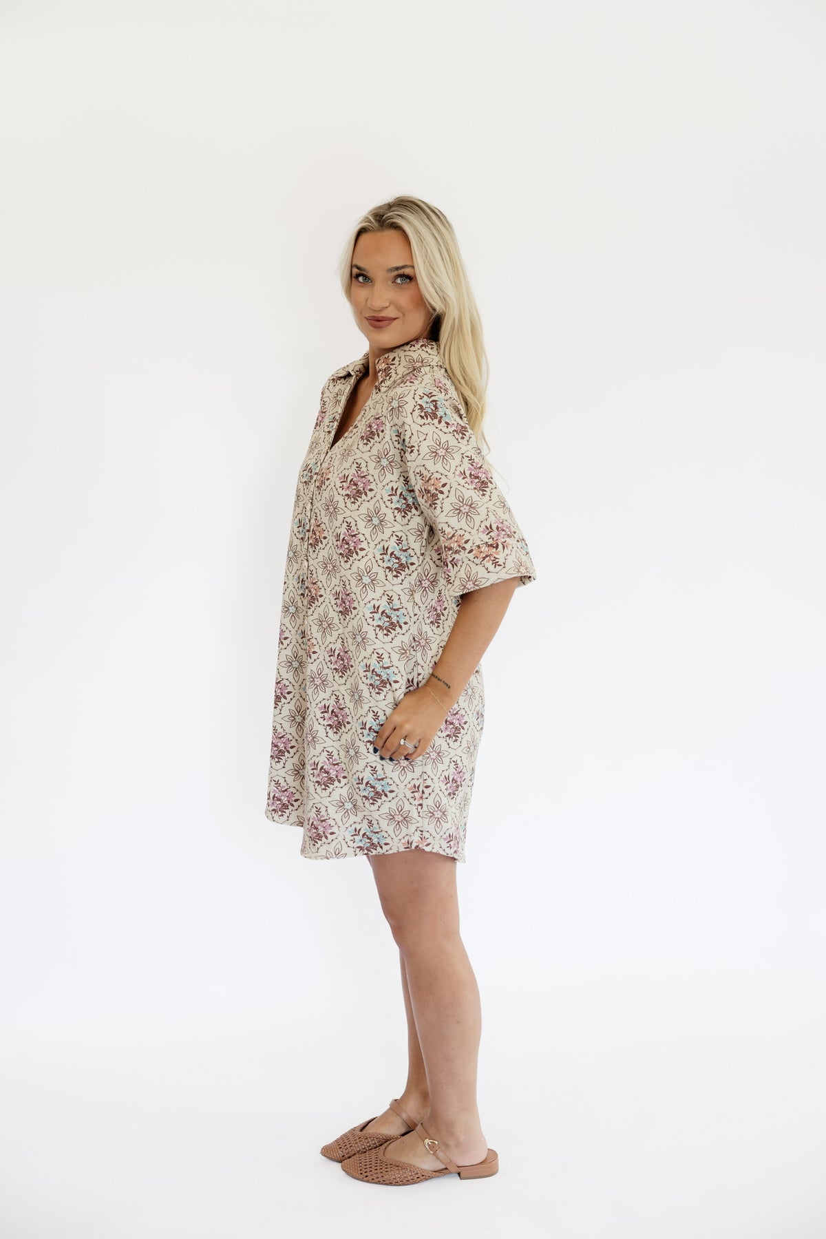 MUTED FLORALS MINI DRESS