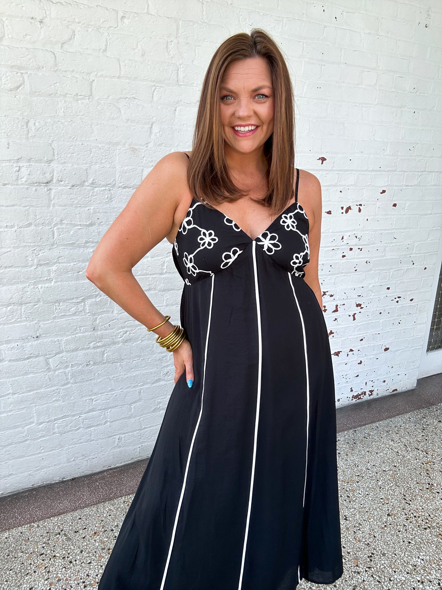 STAYING IN LINE MAXI DRESS