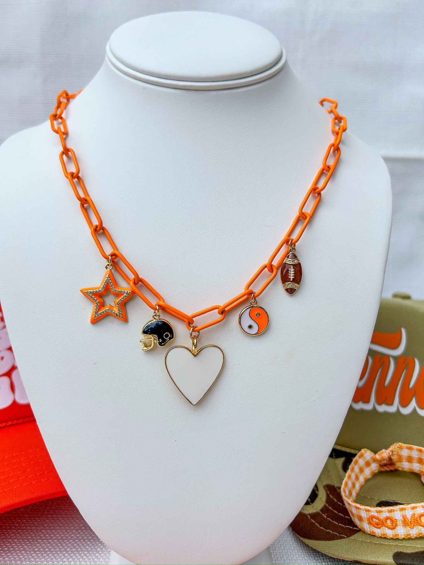 Orange Enamel Paperclip Necklace