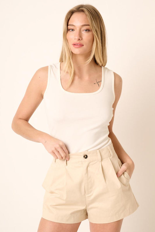 LAUREN RIBBED TANK TOP - IVORY