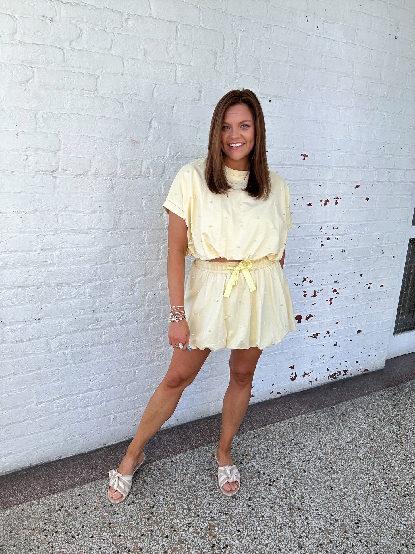 BUTTER YELLOW PEARL SKIRT
