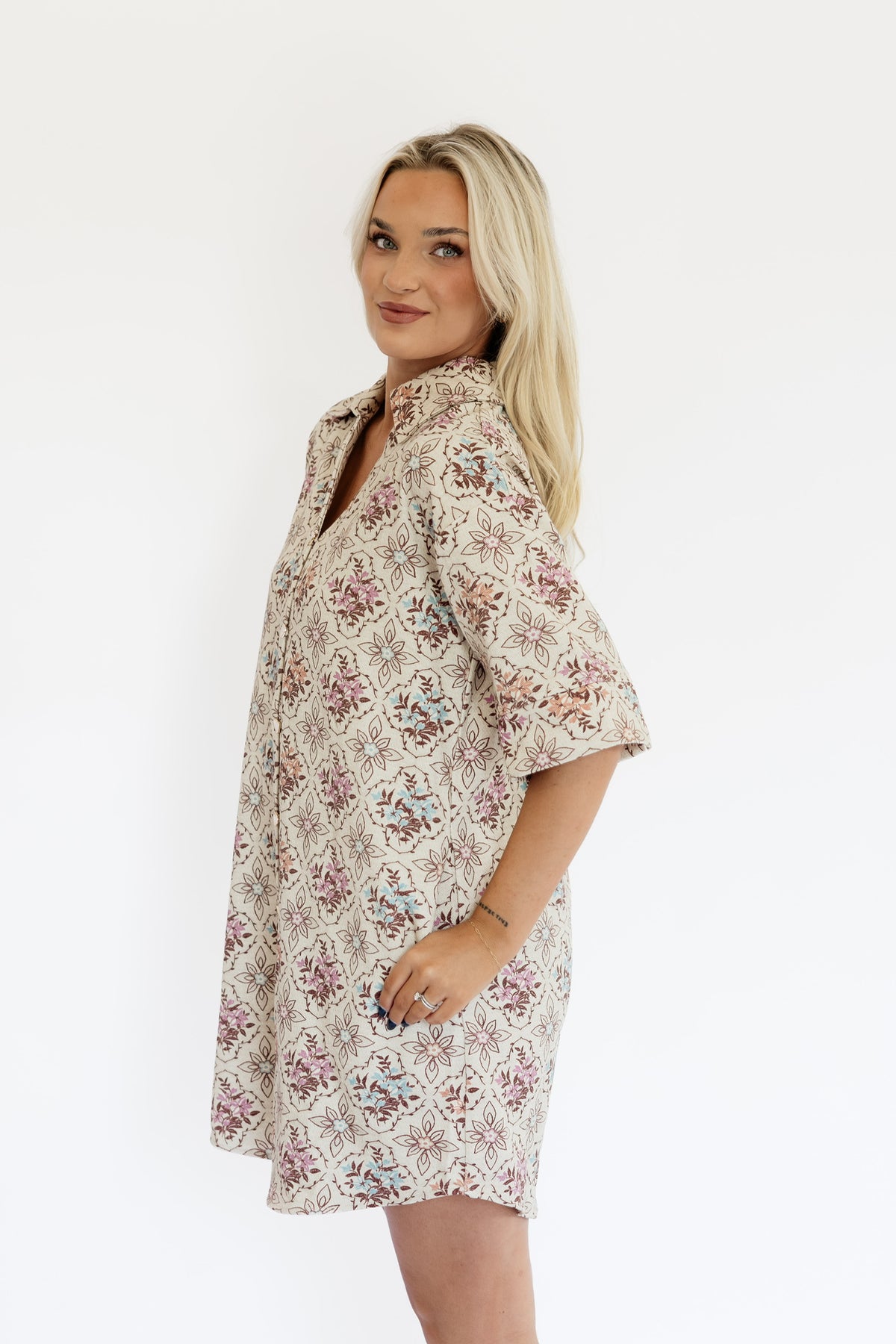 MUTED FLORALS MINI DRESS