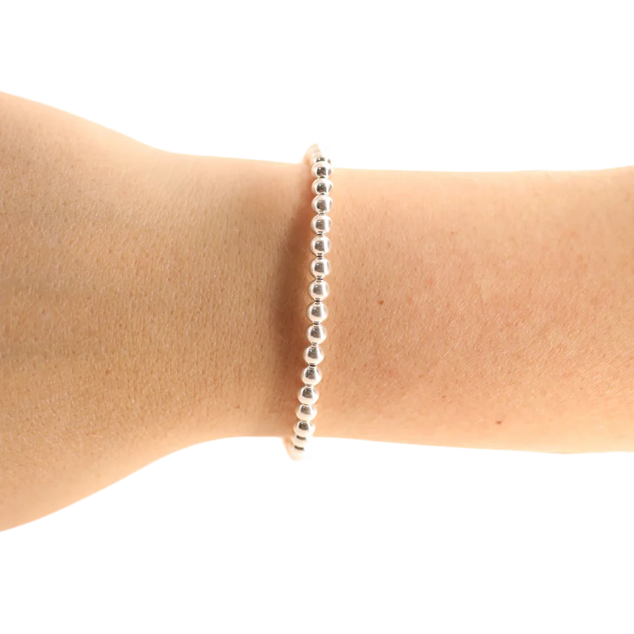 4MM Silver Beaded Bracelet