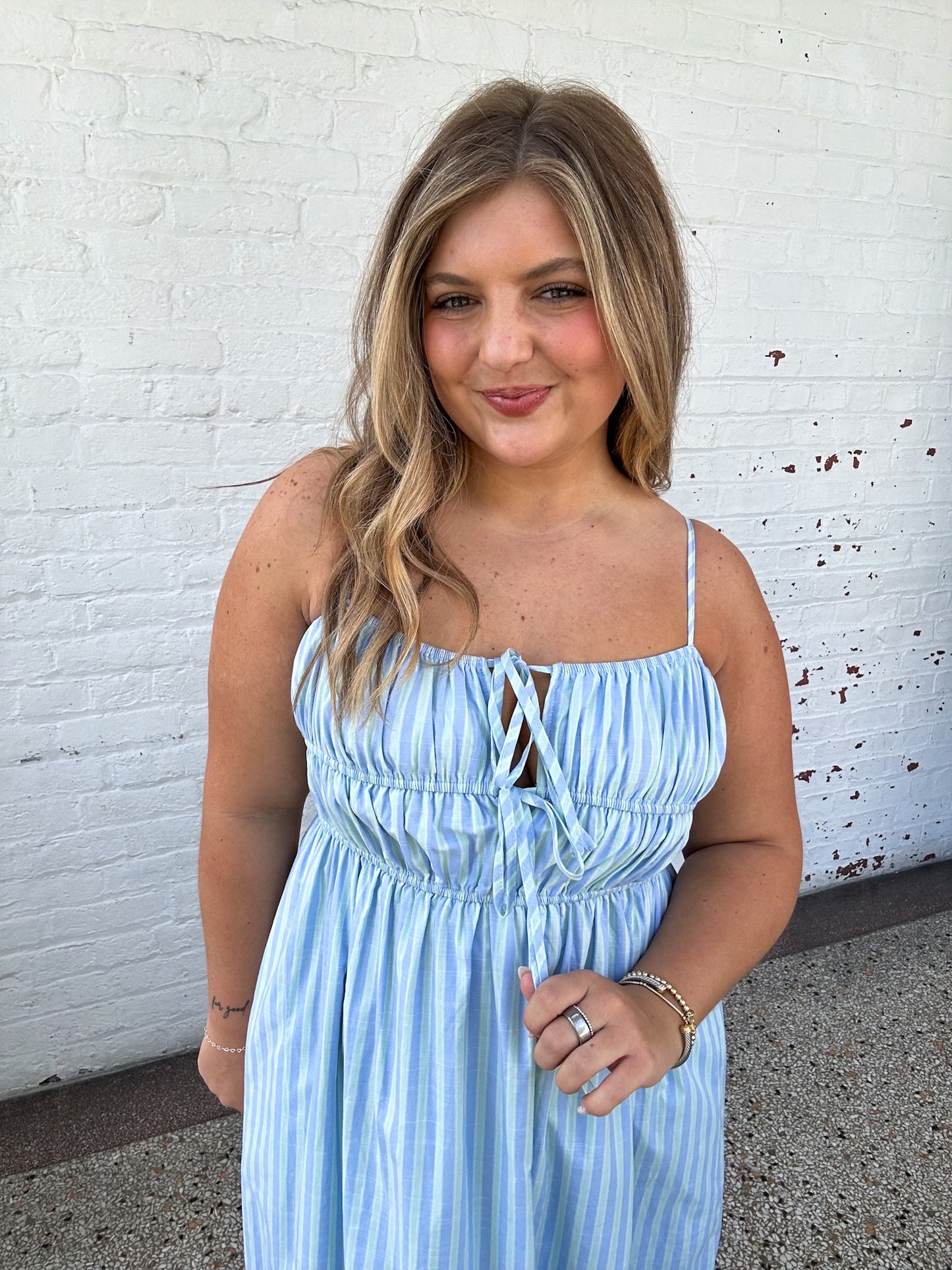 SEAFOAM STRIPED MAXI DRESS