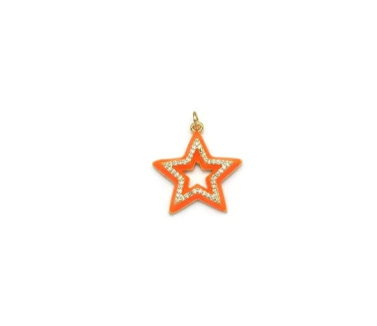 Orange Enamel Star Charm (Large)