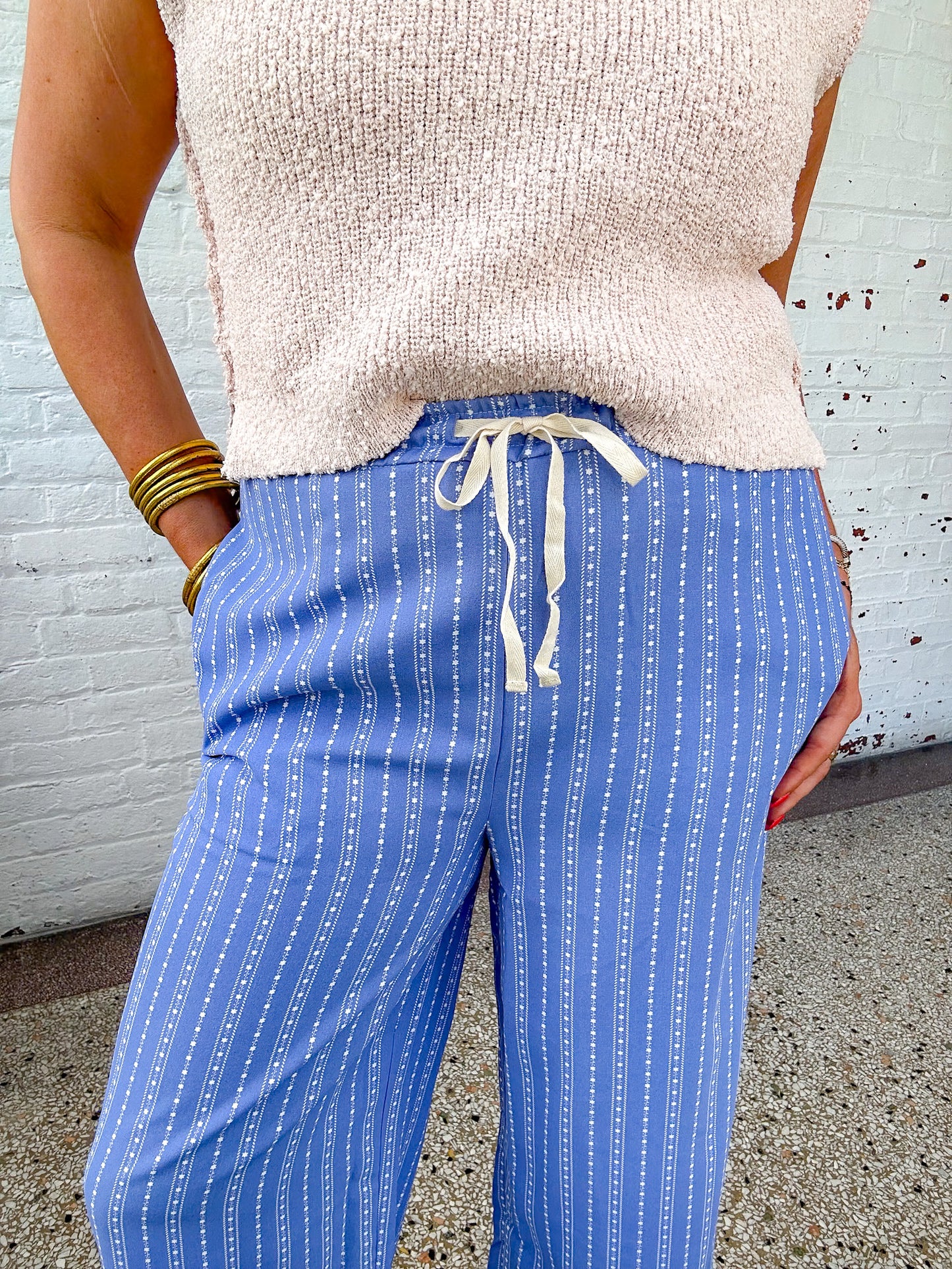BLUE BREEZY RELAXED FIT PANTS