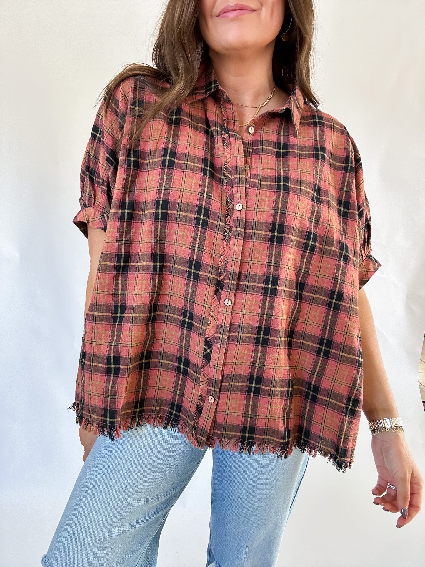 JEAN ROSE PLAID TOP