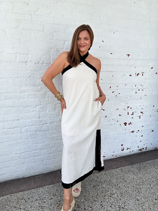 LINEN MIDI DRESS
