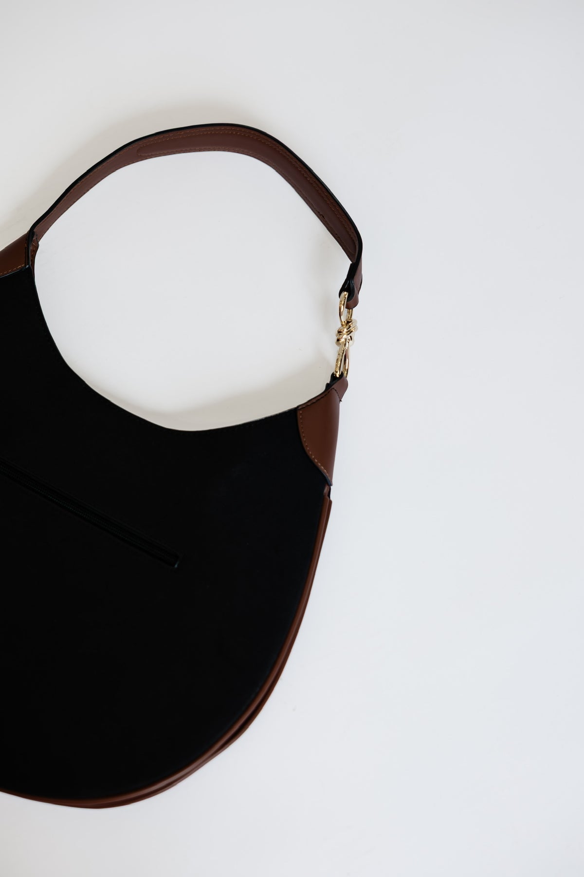 VANESSA FAUX SUEDE HOBO BAG - BLACK