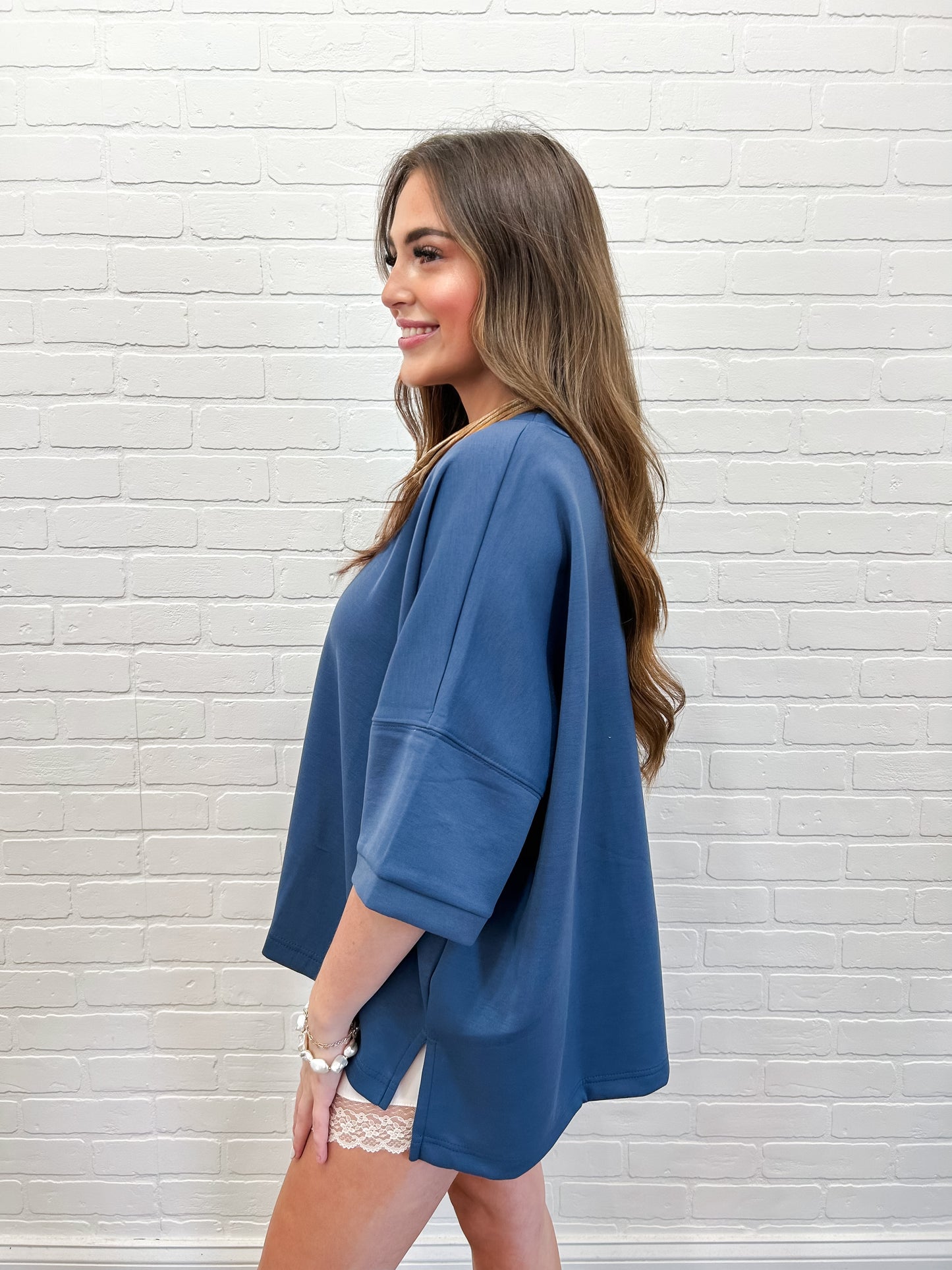 SCUBA ROUND TOP - DUSTY BLUE