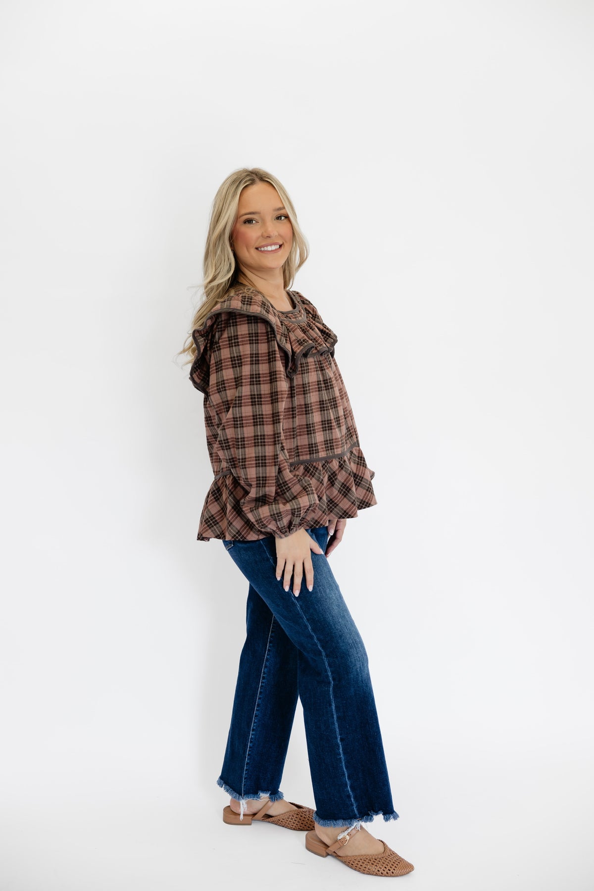 FALL FRILLS TOP - RUST