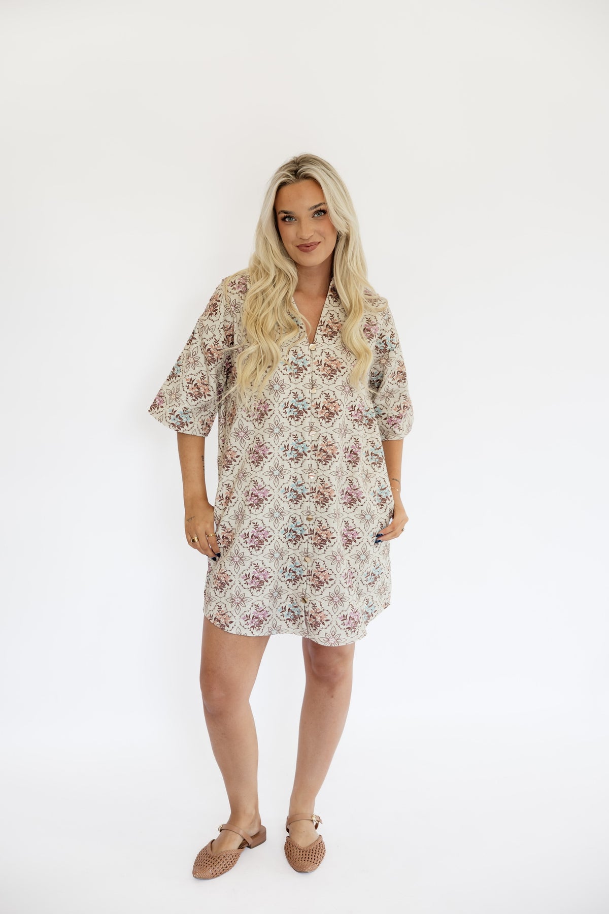 MUTED FLORALS MINI DRESS