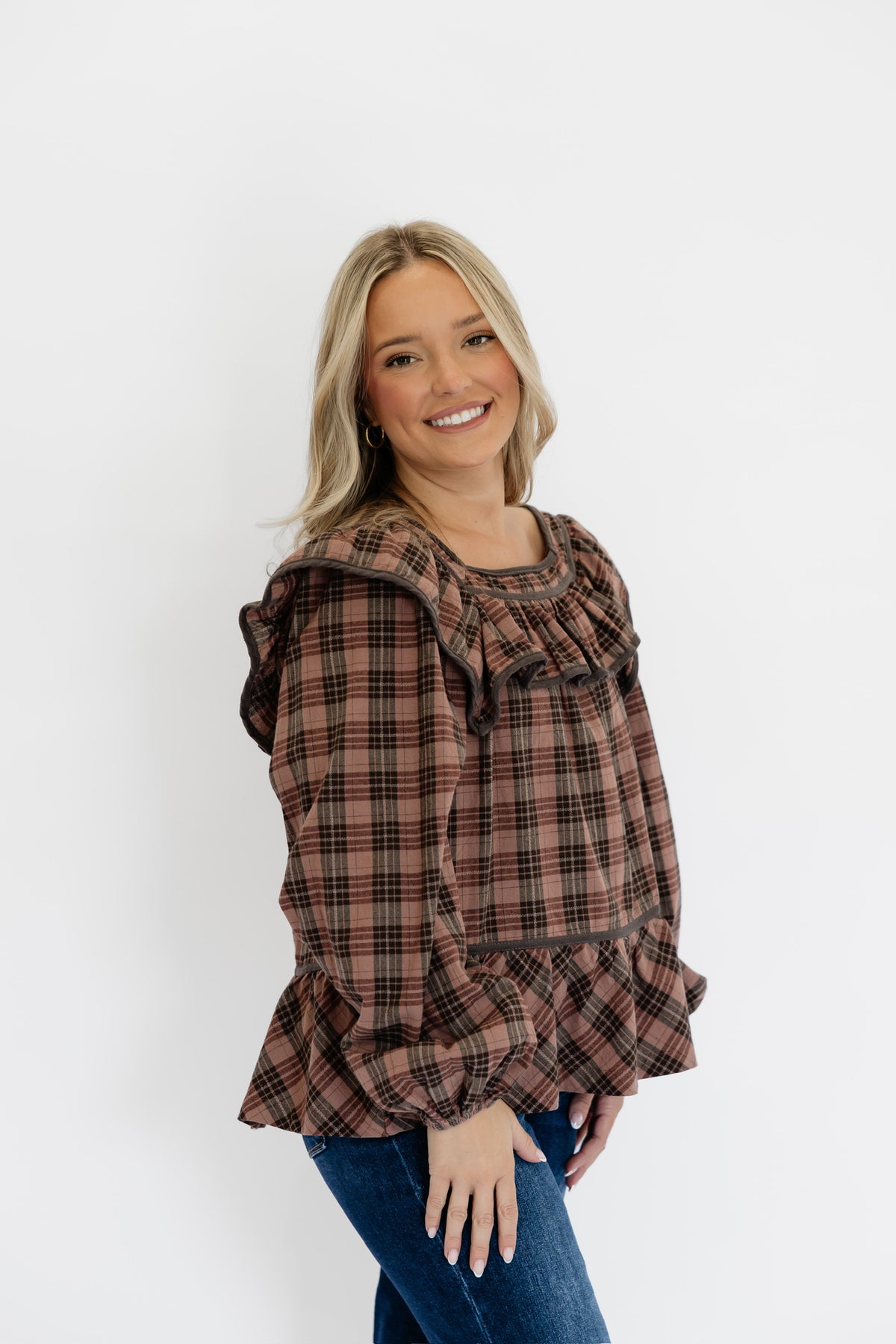 FALL FRILLS TOP - RUST