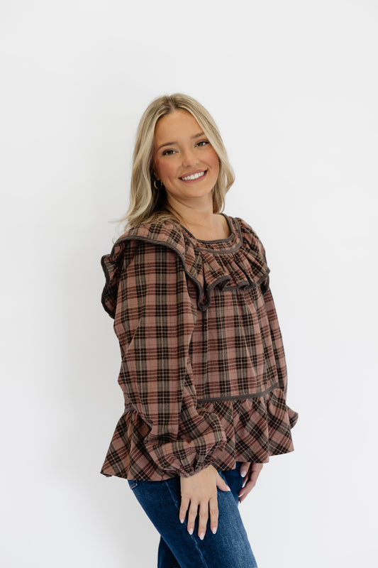 FALL FRILLS TOP - RUST