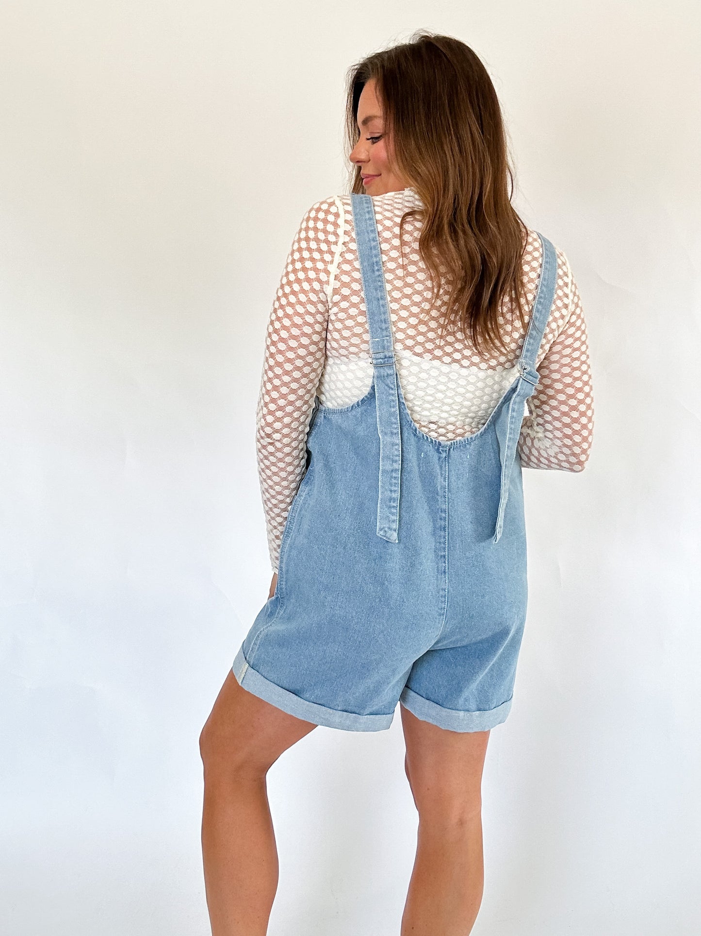 LAST NIGHT DENIM ROMPER