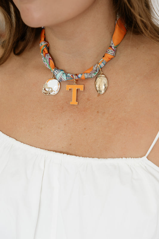 GAMEDAY SCARF CHARM NECKLACE - ORANGE