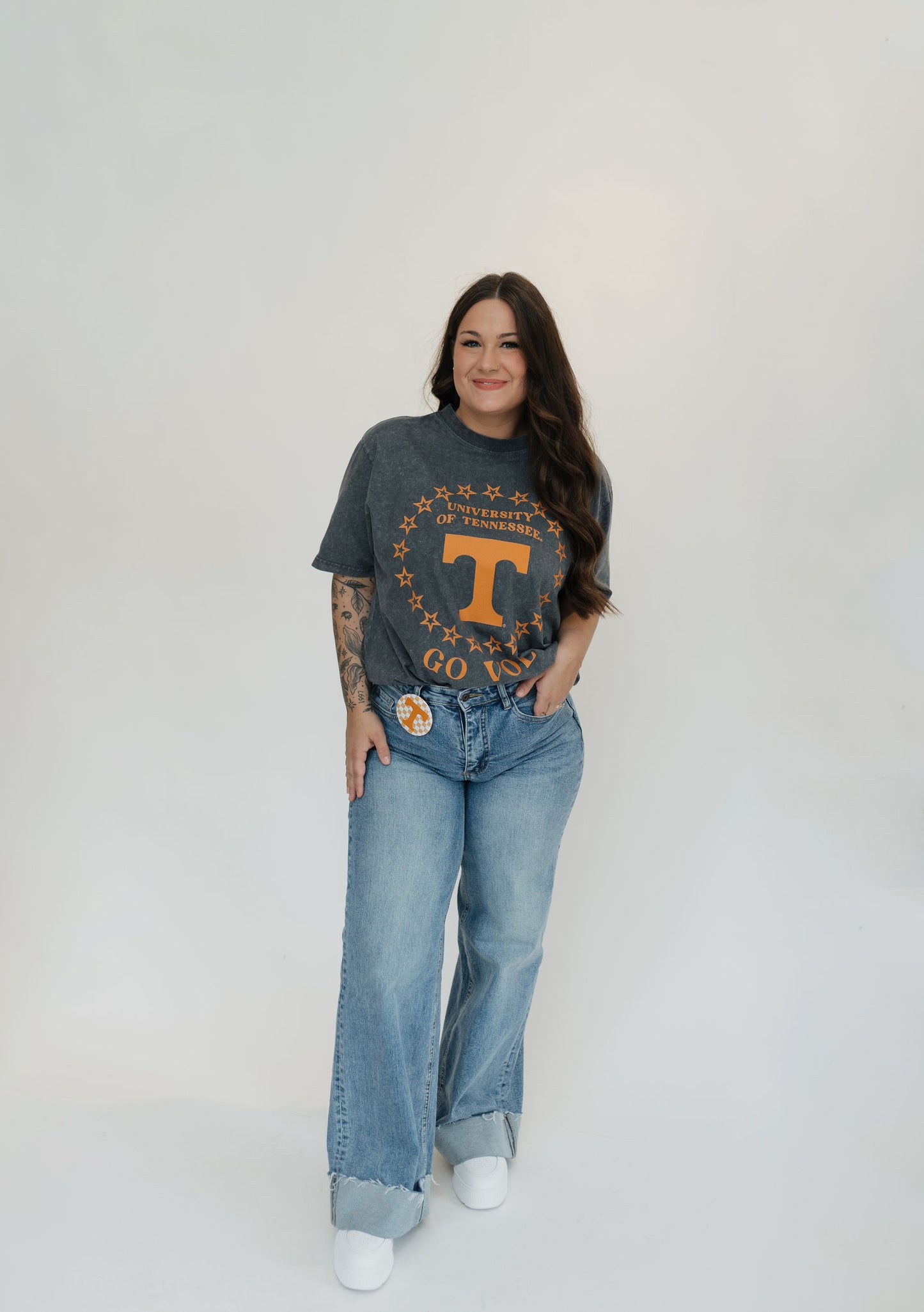 TENNESSEE VOLUNTEERS ON POINT OVERSIZED CREWNECK TEE - GREY